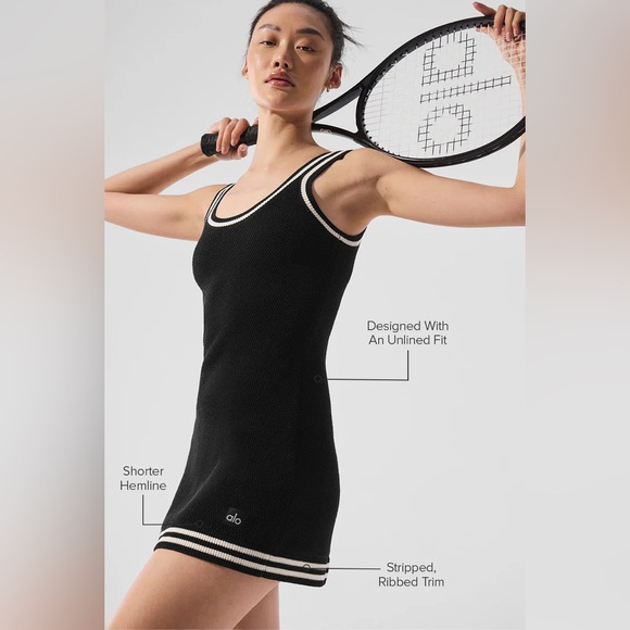 ALO YOGA Tennis Club Sweater Knit Dress Size M  🖤 - Picture 10 of 10